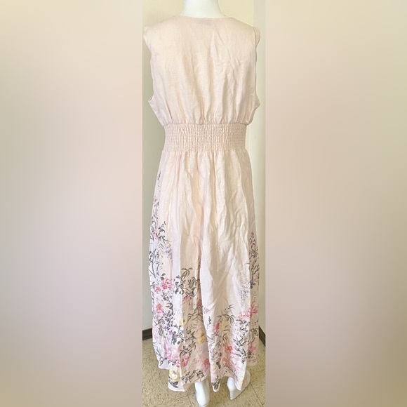 Christian Lacroix Light Pink Floral Maxi Dress linen / cotton vacation/summer dr - Picture 5 of 6